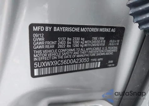 2013 BMW X3 xDrive28I from USA, damaged, VIN 5UXWX9C56D0A23050